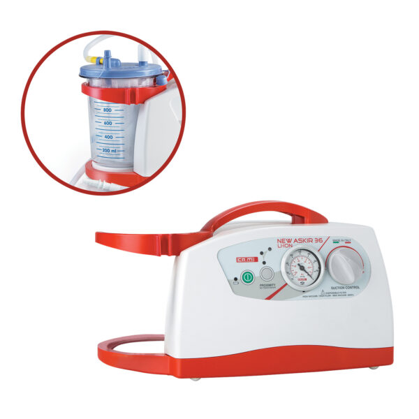 CA-MI NEW ASKIR 36BR Li-Ion Rechargeable Portable Suction Unit with 1 Litre Disposable Liner - (Single)